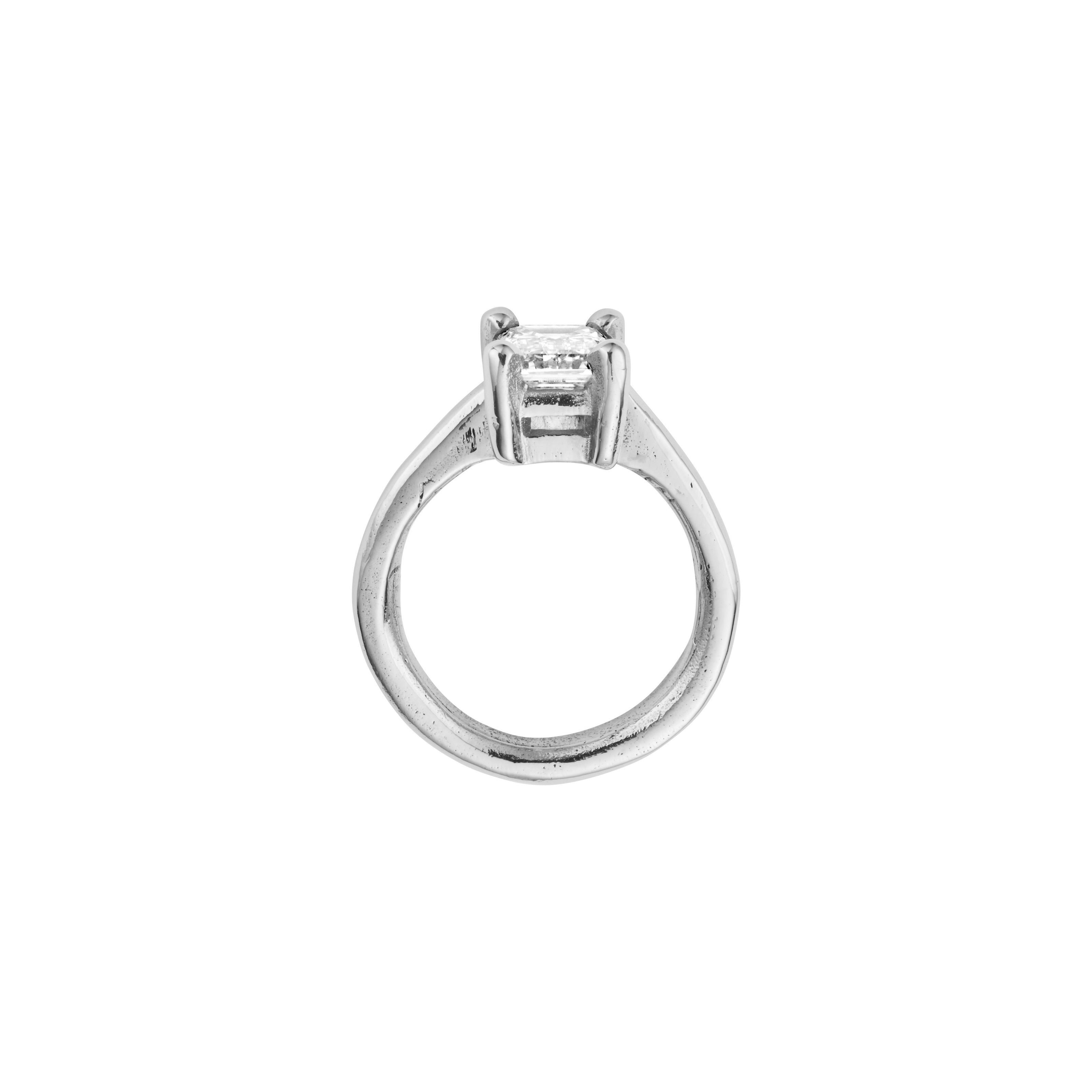 'The Heirloom' Silver Emerald 2ct Lab Grown Diamond Claw Engagement Ring