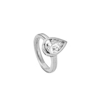 'The Muse' Silver Pear 2ct Lab Grown Bezel Engagement Ring