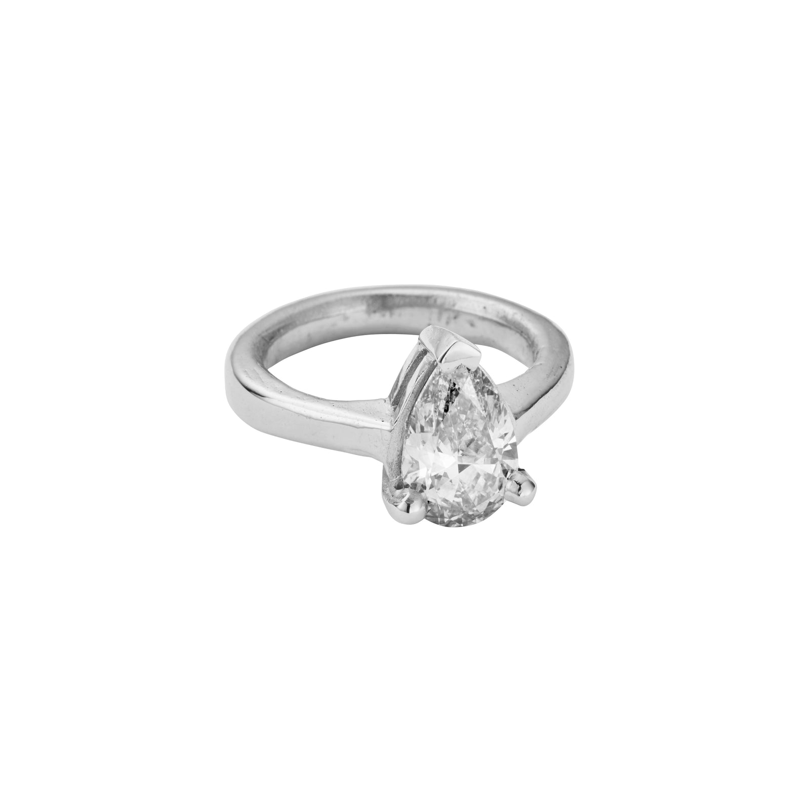 'The Muse' Silver Pear 2ct Lab Grown Diamond Claw Engagement Ring
