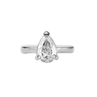 'The Muse' Silver Pear 2ct Lab Grown Diamond Claw Engagement Ring