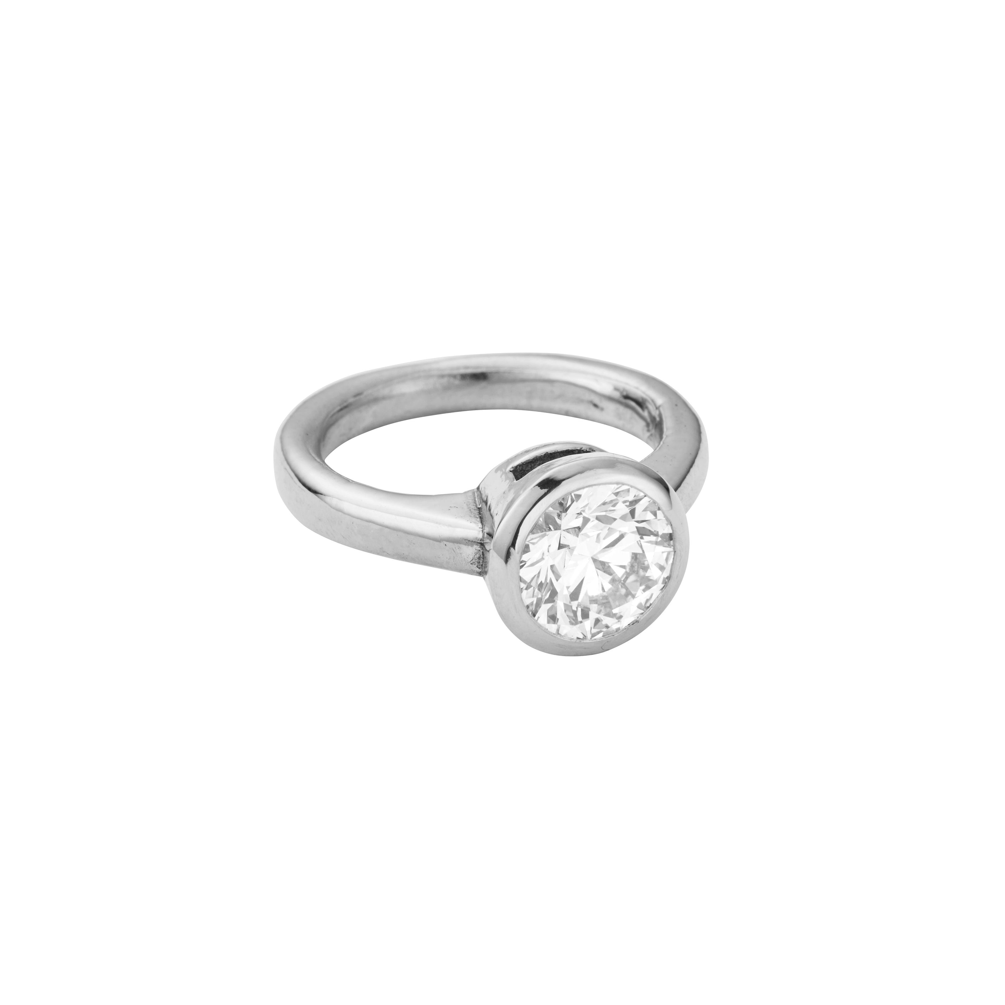 'The Eternity' Silver Round 2ct Lab Grown Diamond Bezel Engagement Ring