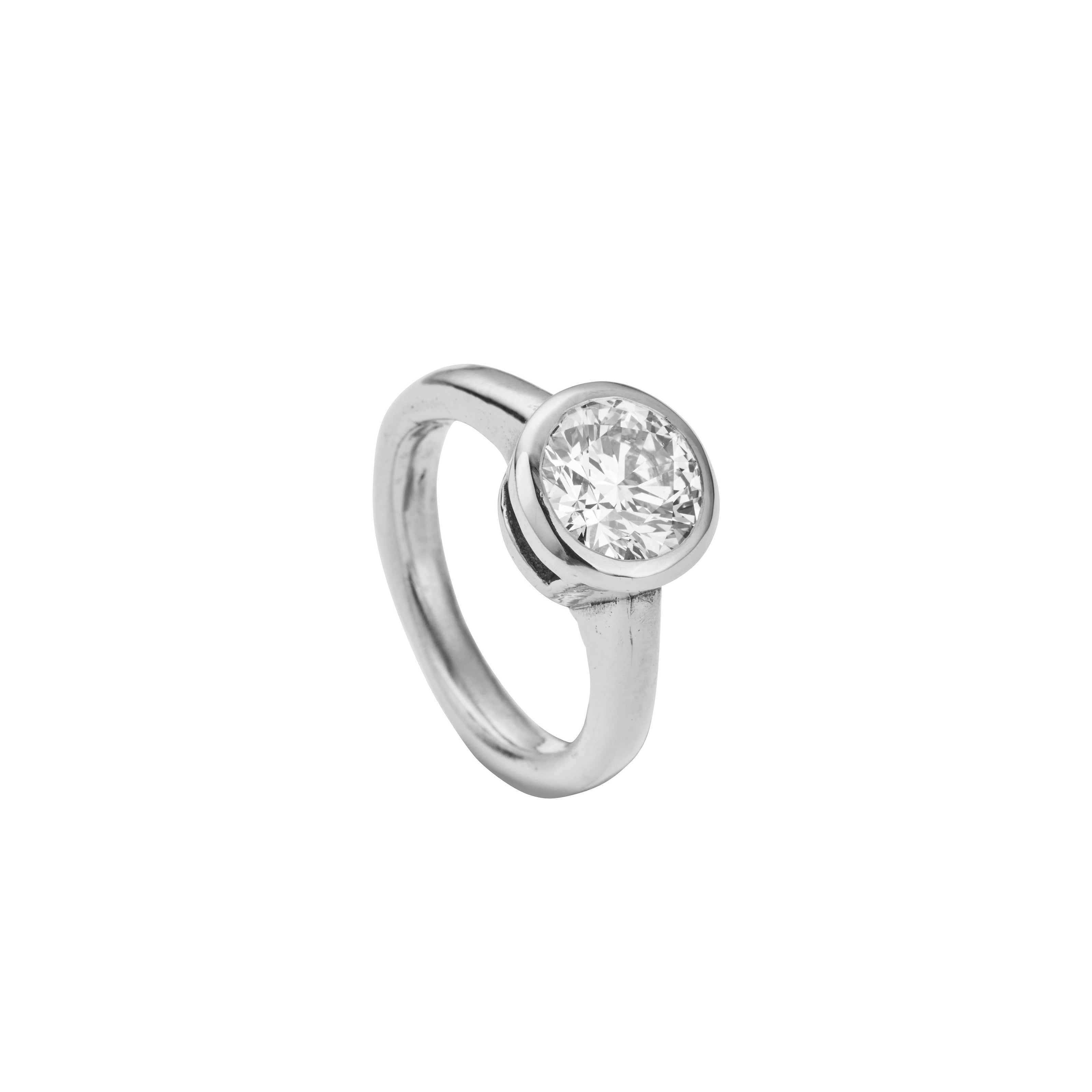 'The Eternity' Silver Round 2ct Lab Grown Diamond Bezel Engagement Ring
