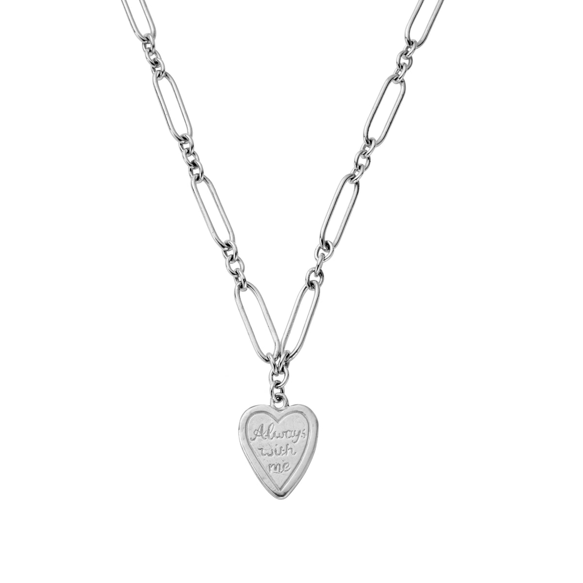 Silver 'Always With Me' Heart Token Necklace
