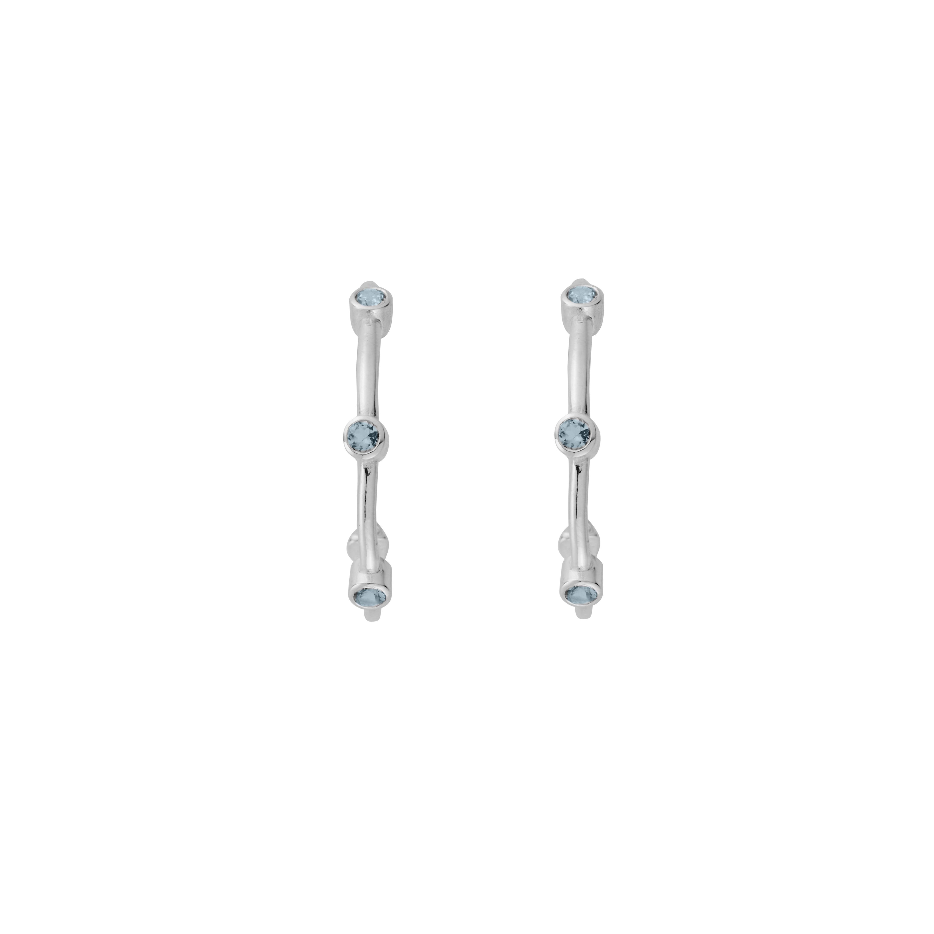 Silver Aquamarine Maxi Midnight Hoop Earrings