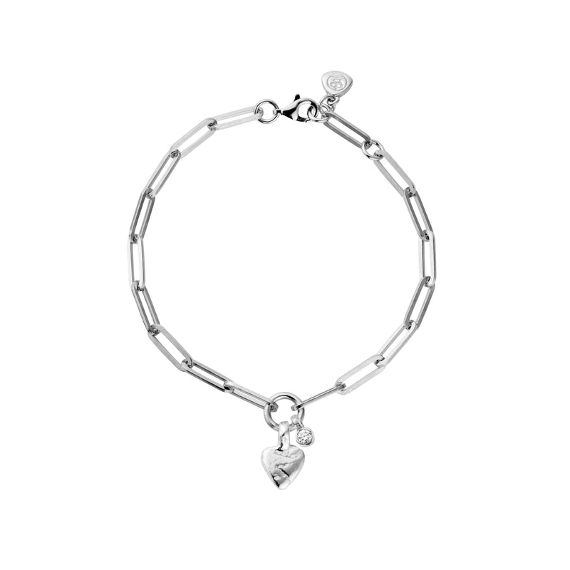 Silver Diamond Baby Heart Trace Chain Bracelet