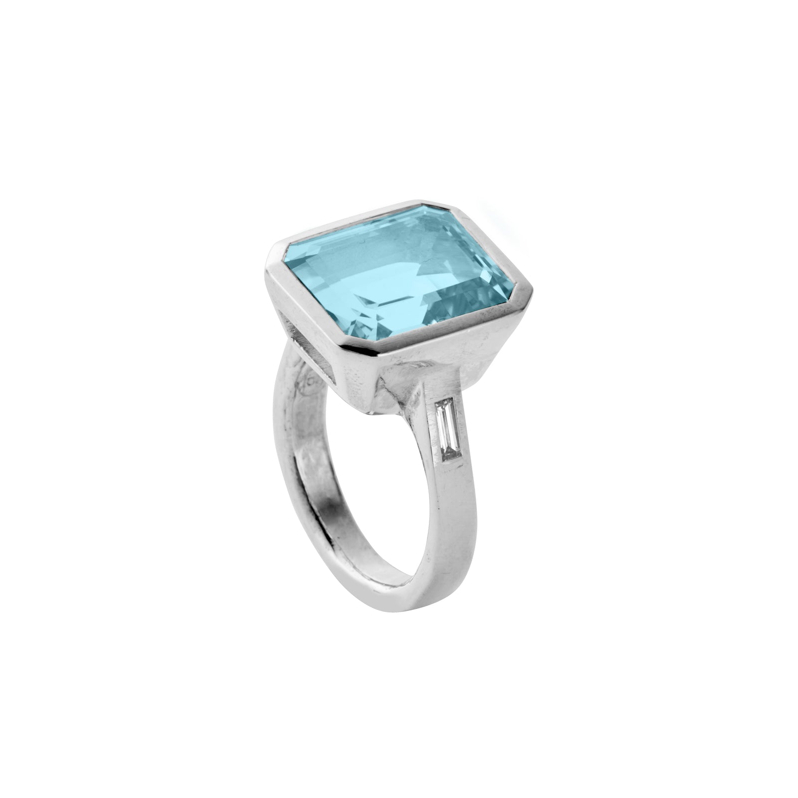 Silver Juno Blue Topaz & Diamond Ring