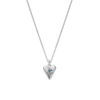 Silver Blue Topaz Mini Heart Necklace