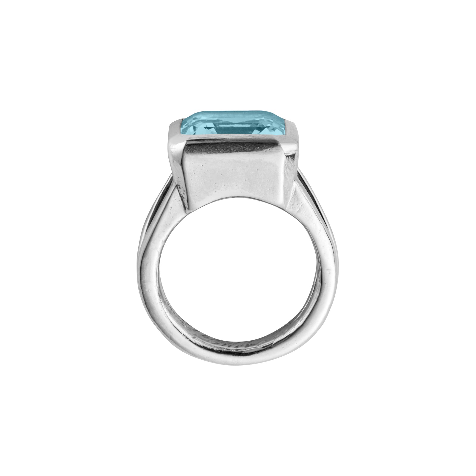 Silver Juno Blue Topaz Split Shank Ring