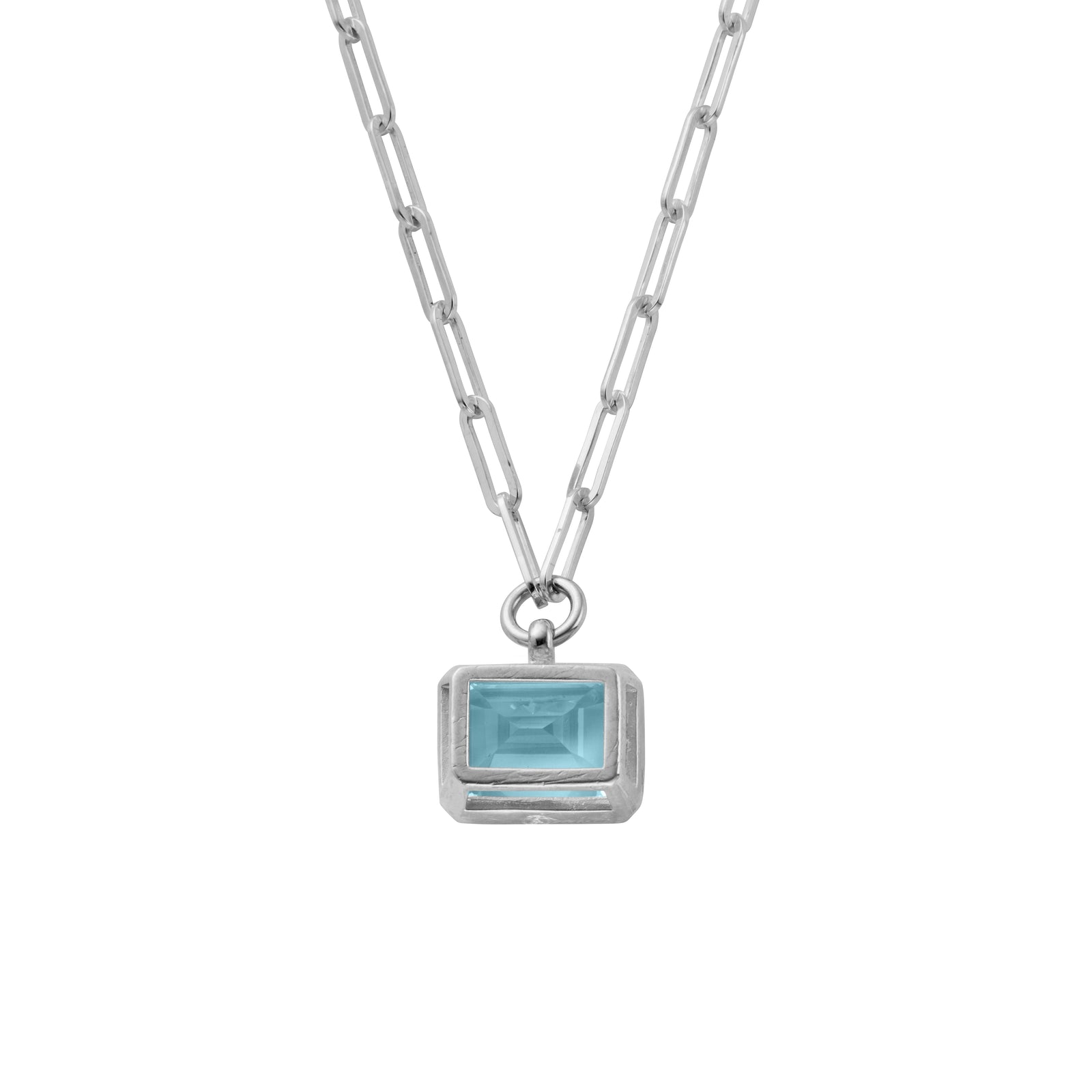 Silver Juno Blue Topaz Trace Chain Necklace