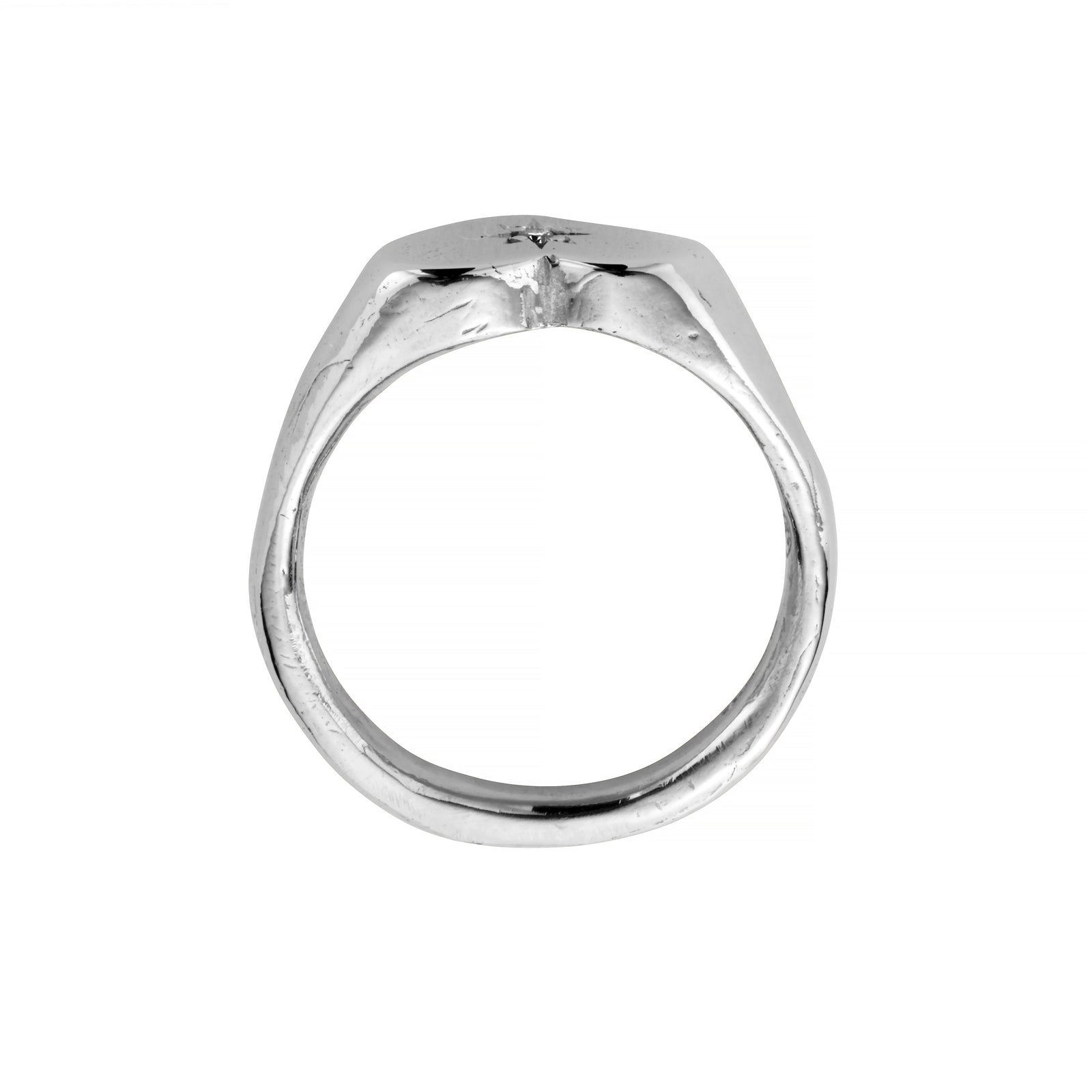 Silver Diamond Star Sweetheart Signet Ring