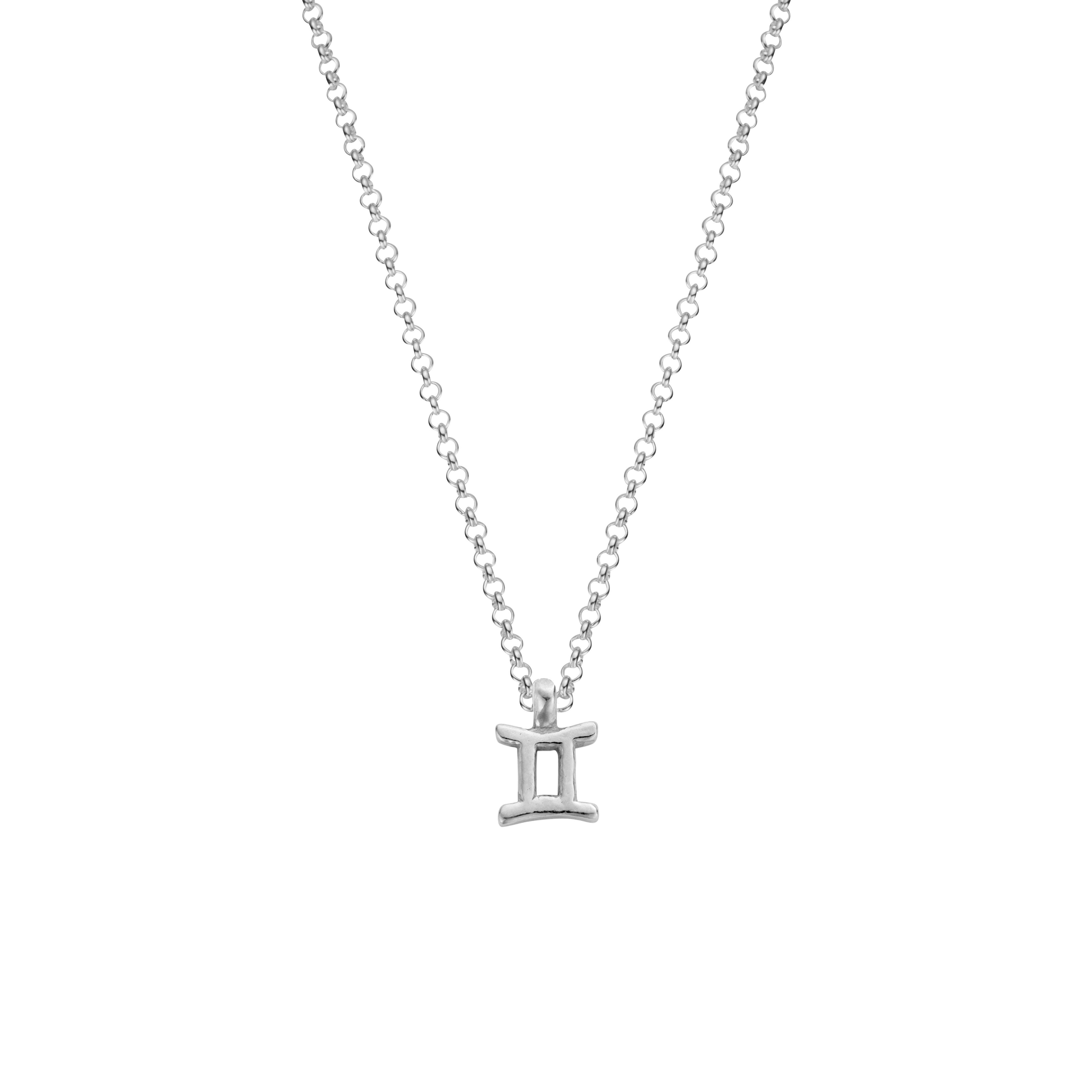 Chain Gemini Script Necklace Silver Gemini Men's Horoscope