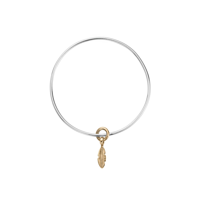 Silver & Gold Baby Feather Bangle