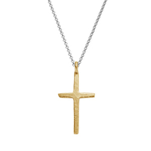 Silver & Gold Large Square Cross Necklace