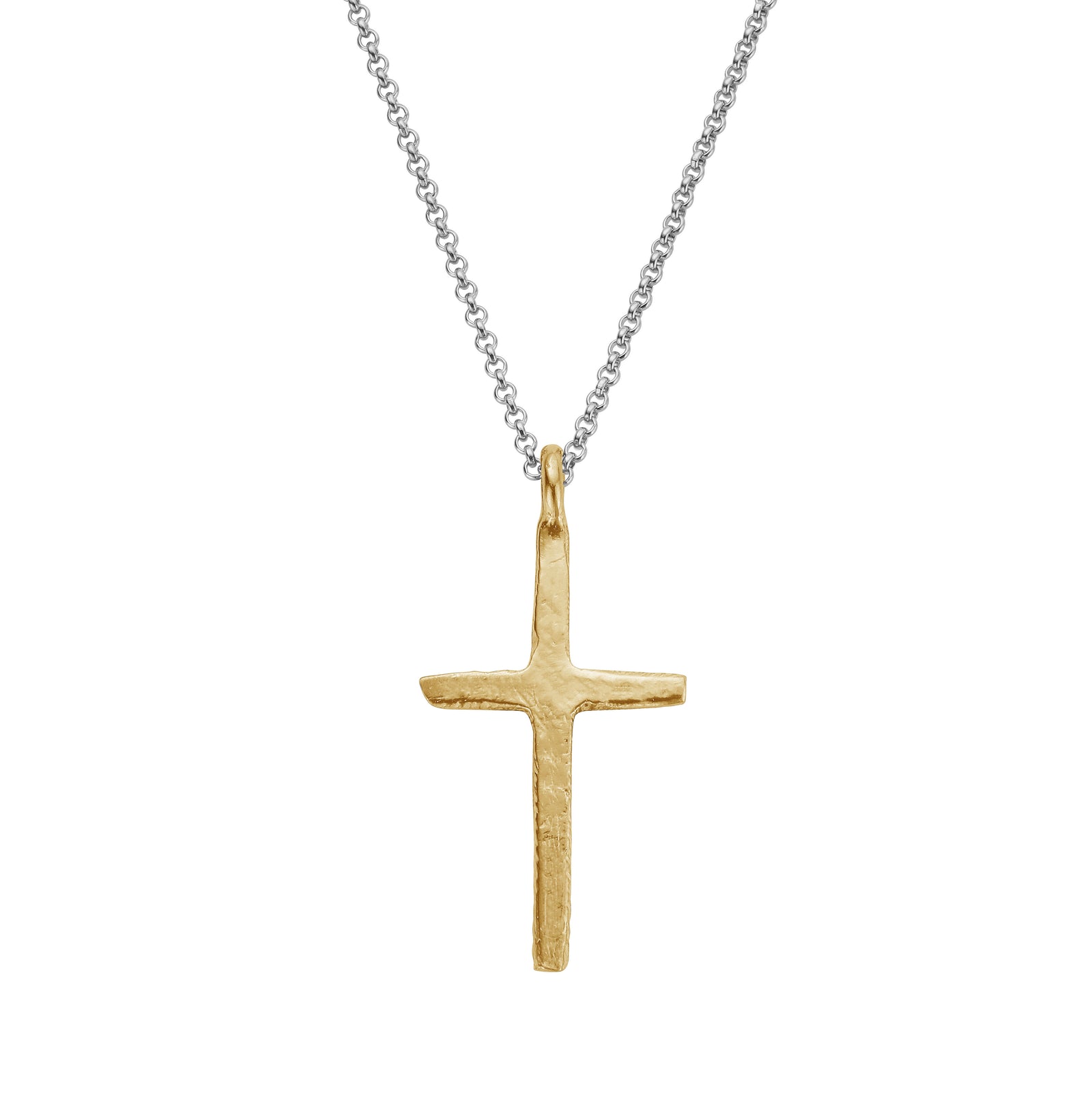 Silver & Gold Large Square Cross Necklace