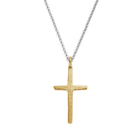 Silver & Gold Large Square Cross Necklace