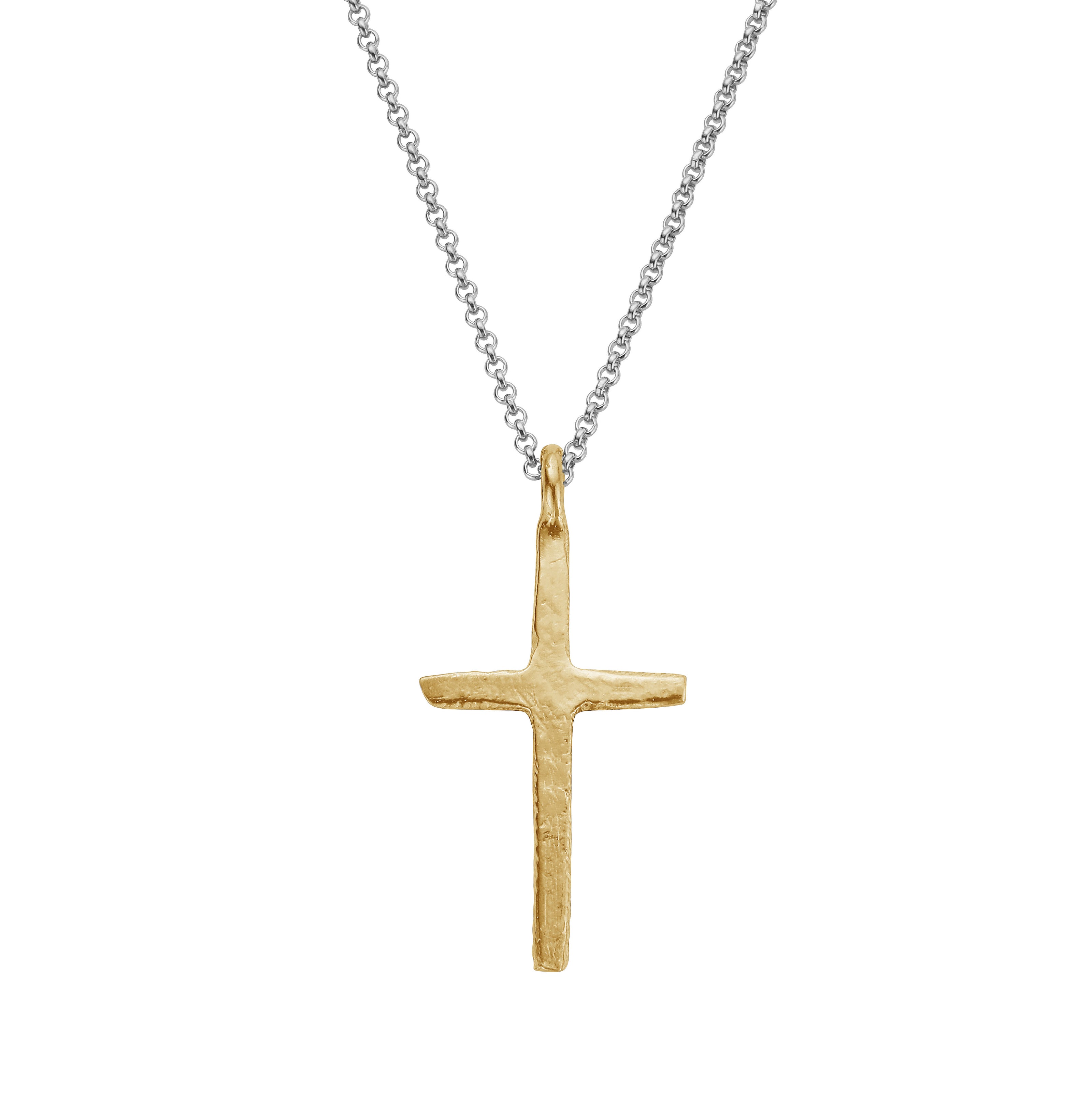 Silver & Gold Large Square Cross Necklace