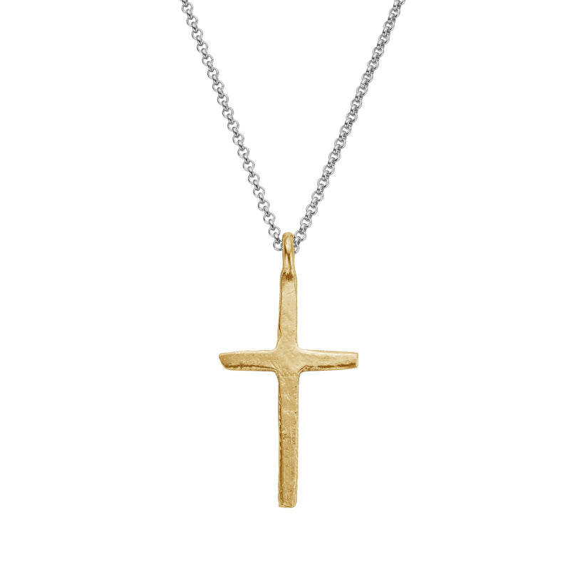 Silver & Gold Large Square Cross Necklace