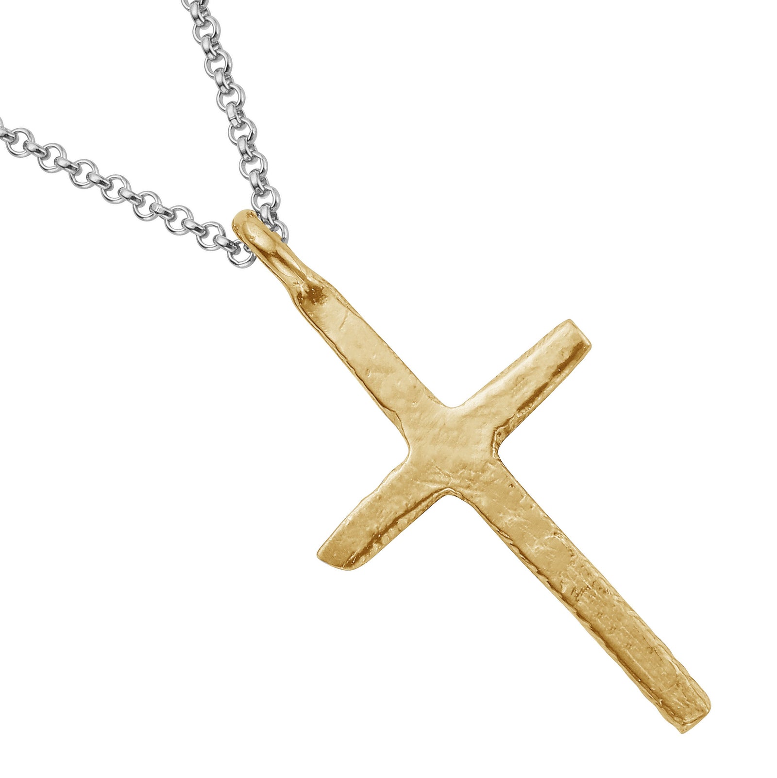 Silver & Gold Large Square Cross Necklace