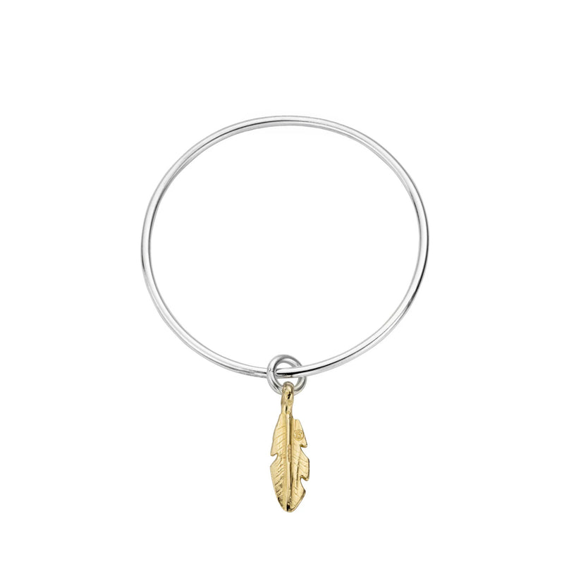 Silver & Gold Medium Feather Bangle