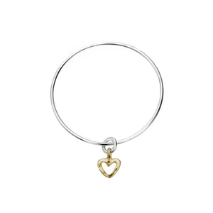 Silver & Gold Mini Open Heart Bangle