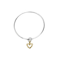 Silver & Gold Mini Open Heart Bangle