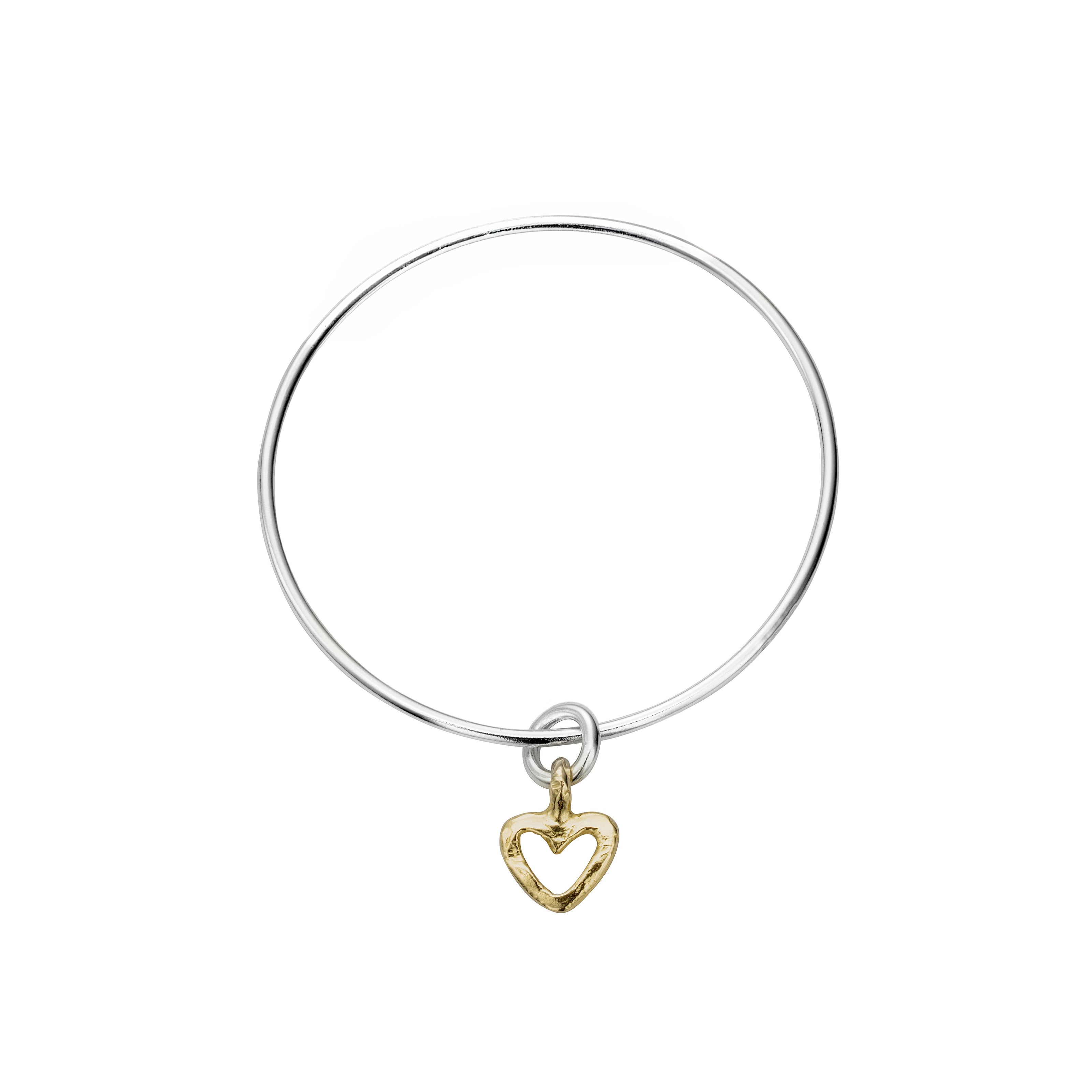 Silver & Gold Mini Open Heart Bangle