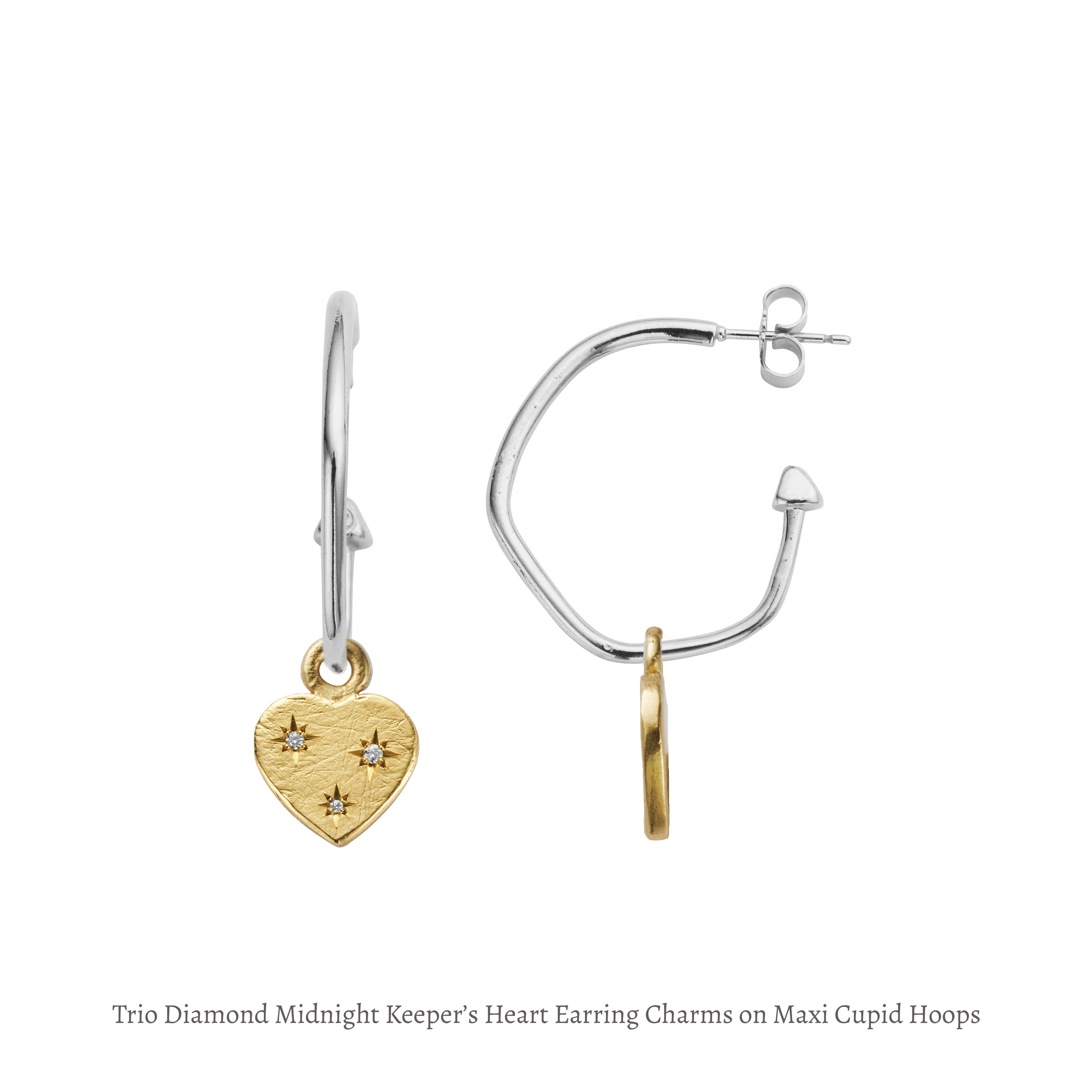 Gold Trio Diamond Midnight Keeper's Heart Earring Charms