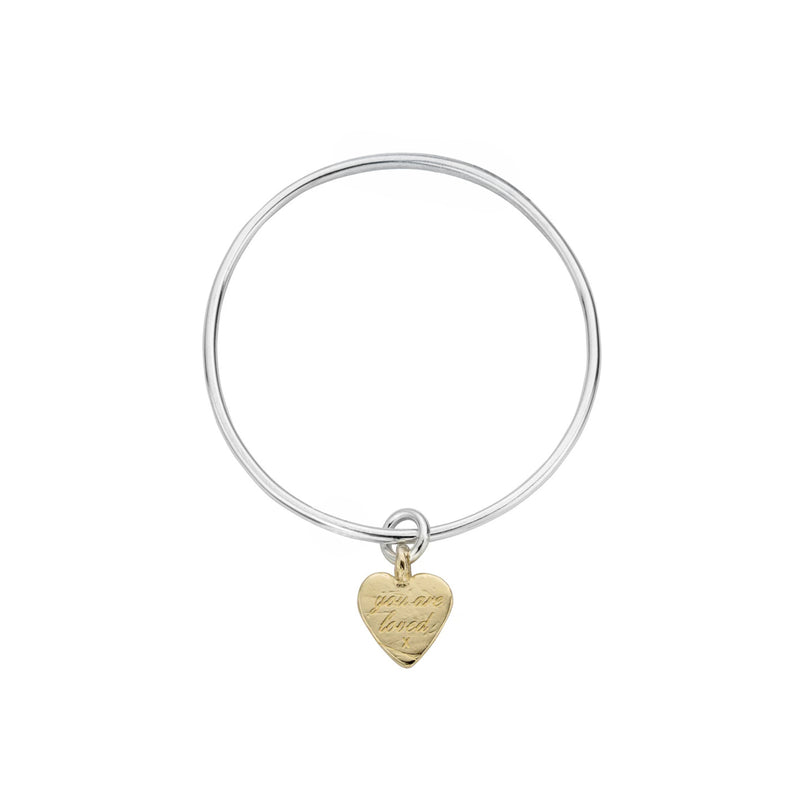Silver & Gold Medium You Are Loved Bangle