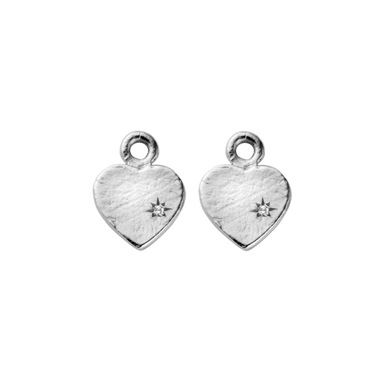 Silver Diamond Midnight Keeper's Heart Earring Charms