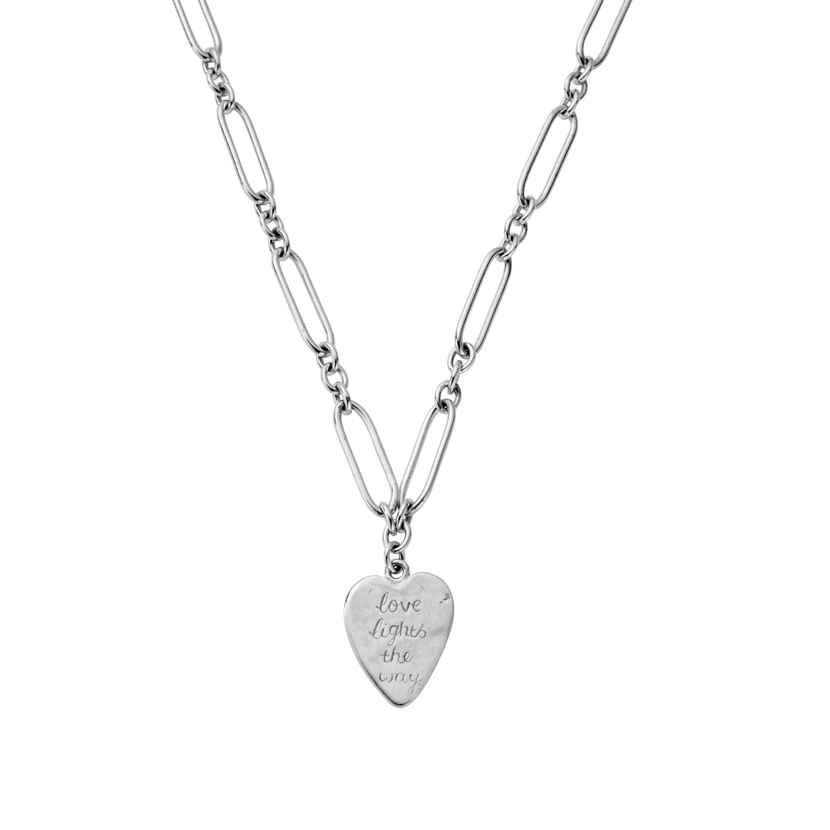 Silver 'Love Lights The Way' Heart Token Necklace