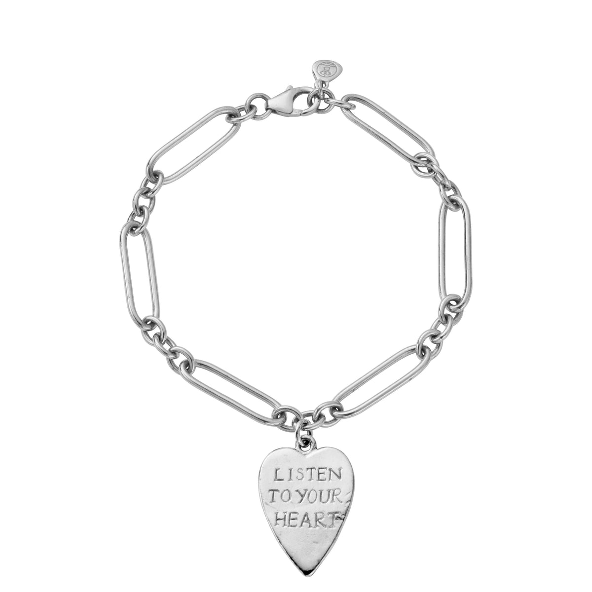 Silver 'Listen To Your Heart' Heart Token Bracelet