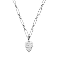 Silver 'Listen To Your Heart' Heart Token Necklace