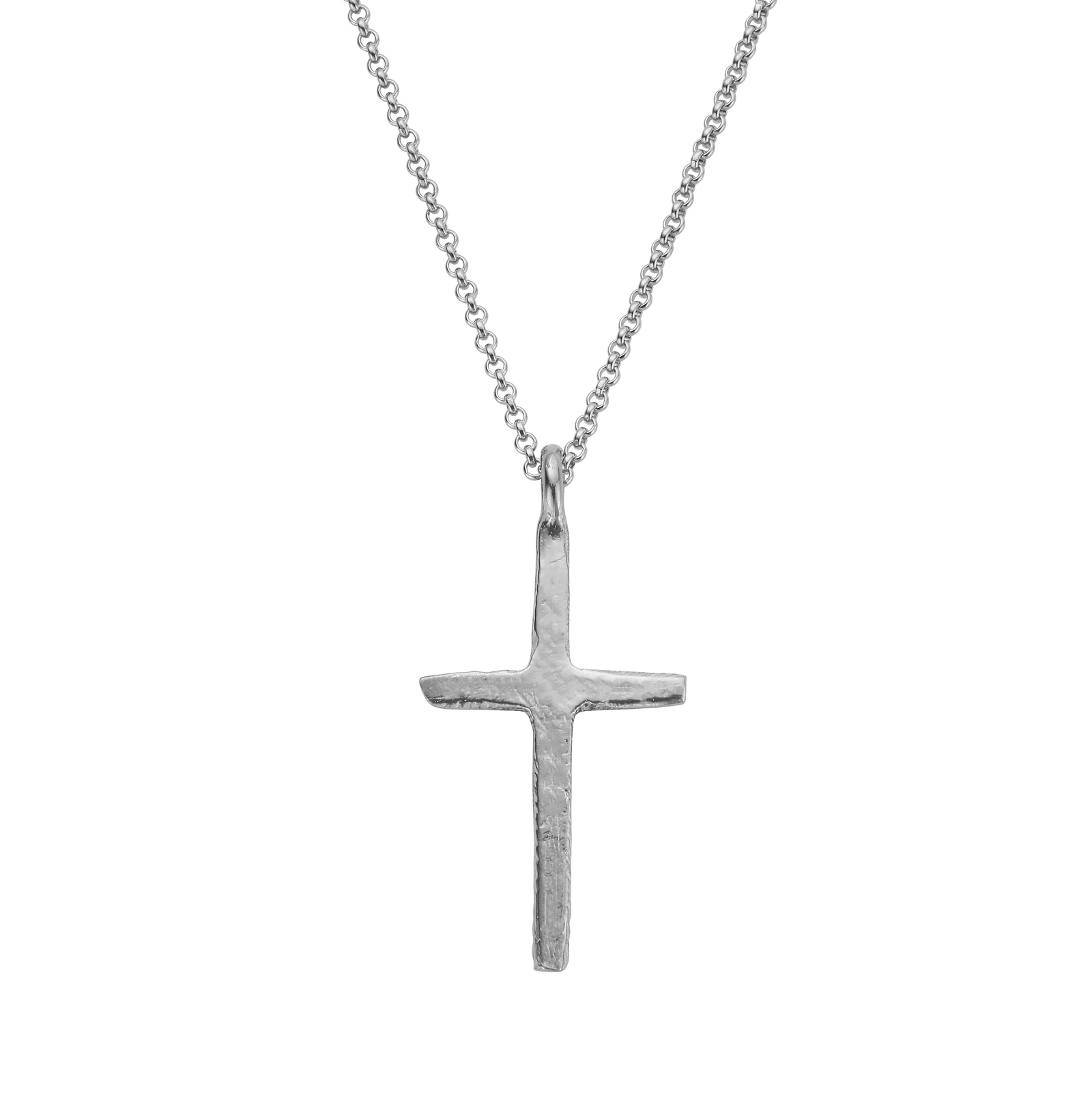 Silver Large Square Cross Necklace