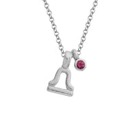 Silver Mini Libra Horoscope & Tourmaline Birthstone Necklace