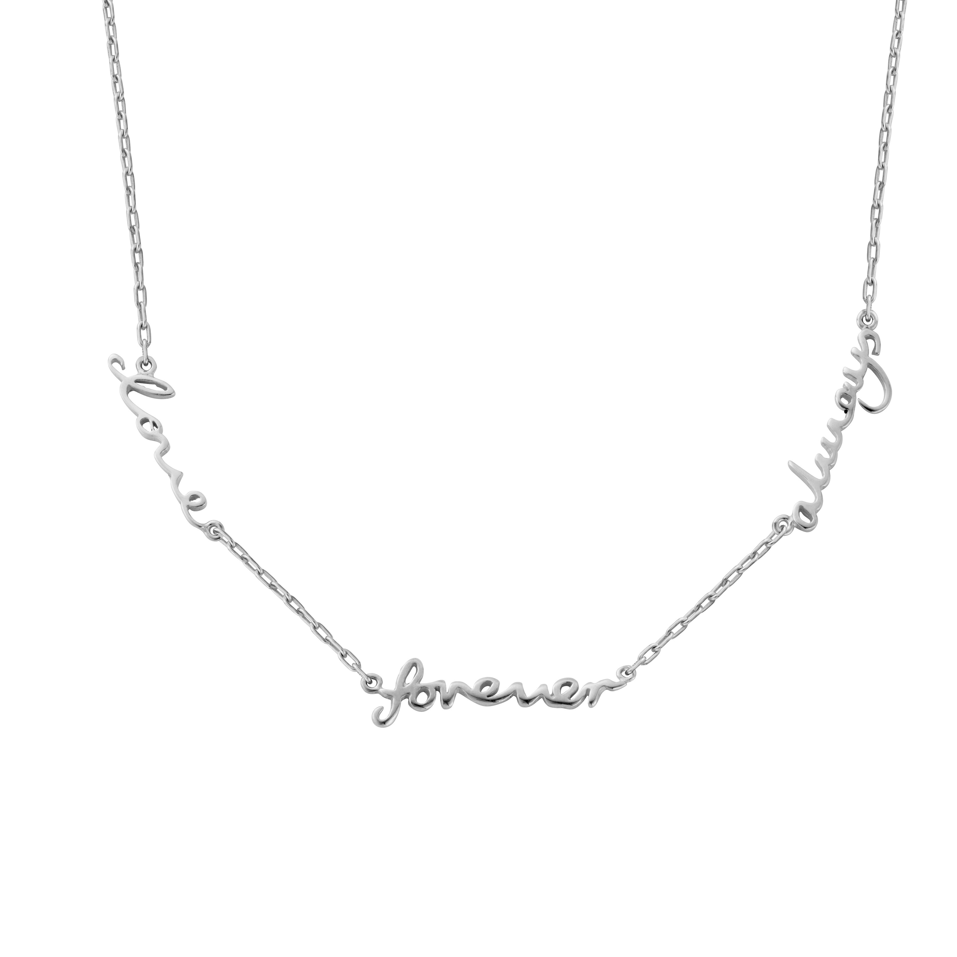 Silver 'Love Forever Always' Affirmation Necklace