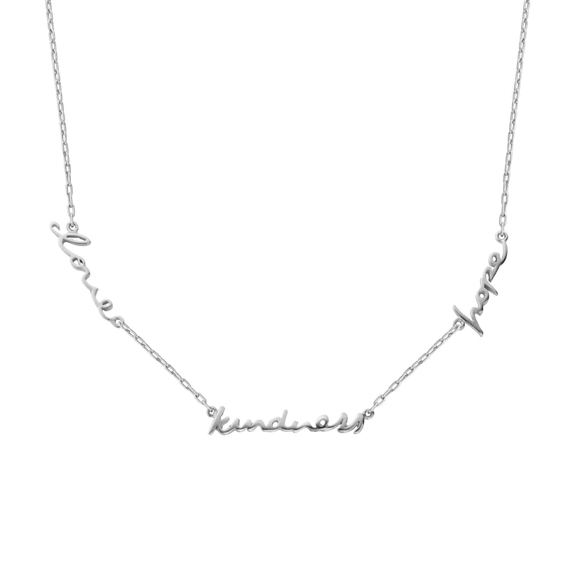 Silver 'Love Kindness Hope' Affirmation Necklace