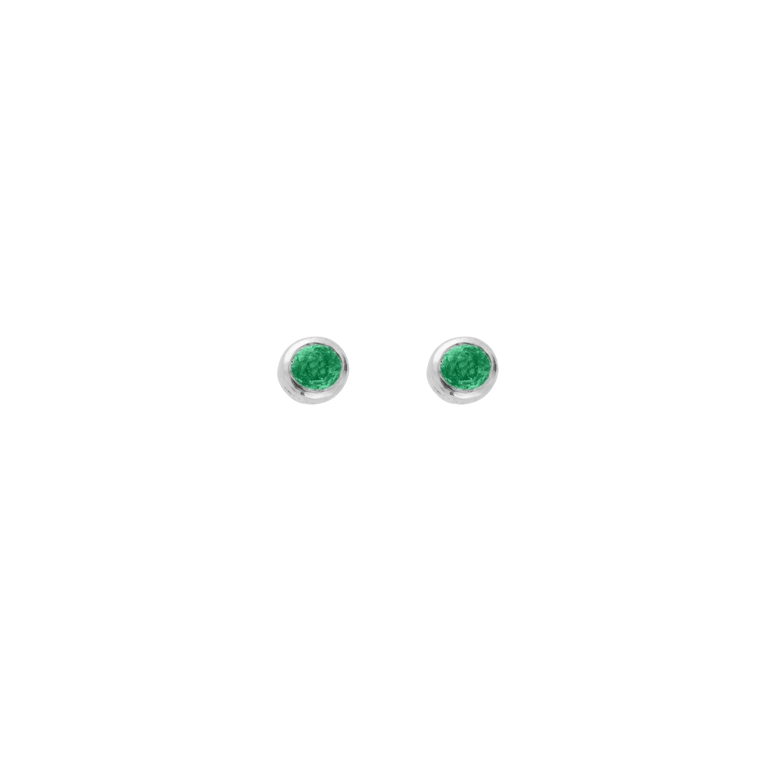 Silver Emerald 'Manifest' Stud Earring