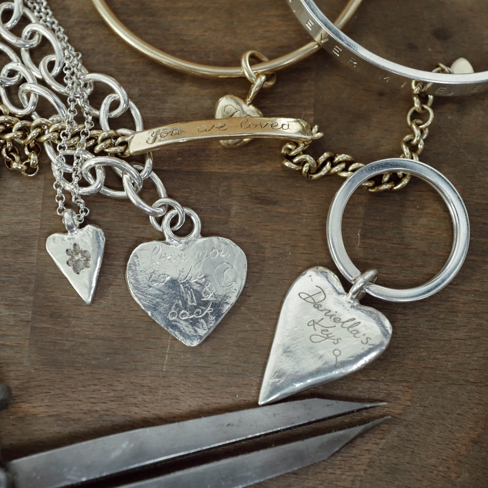 Silver Maxi Heart Classic Keyring with Handwriting