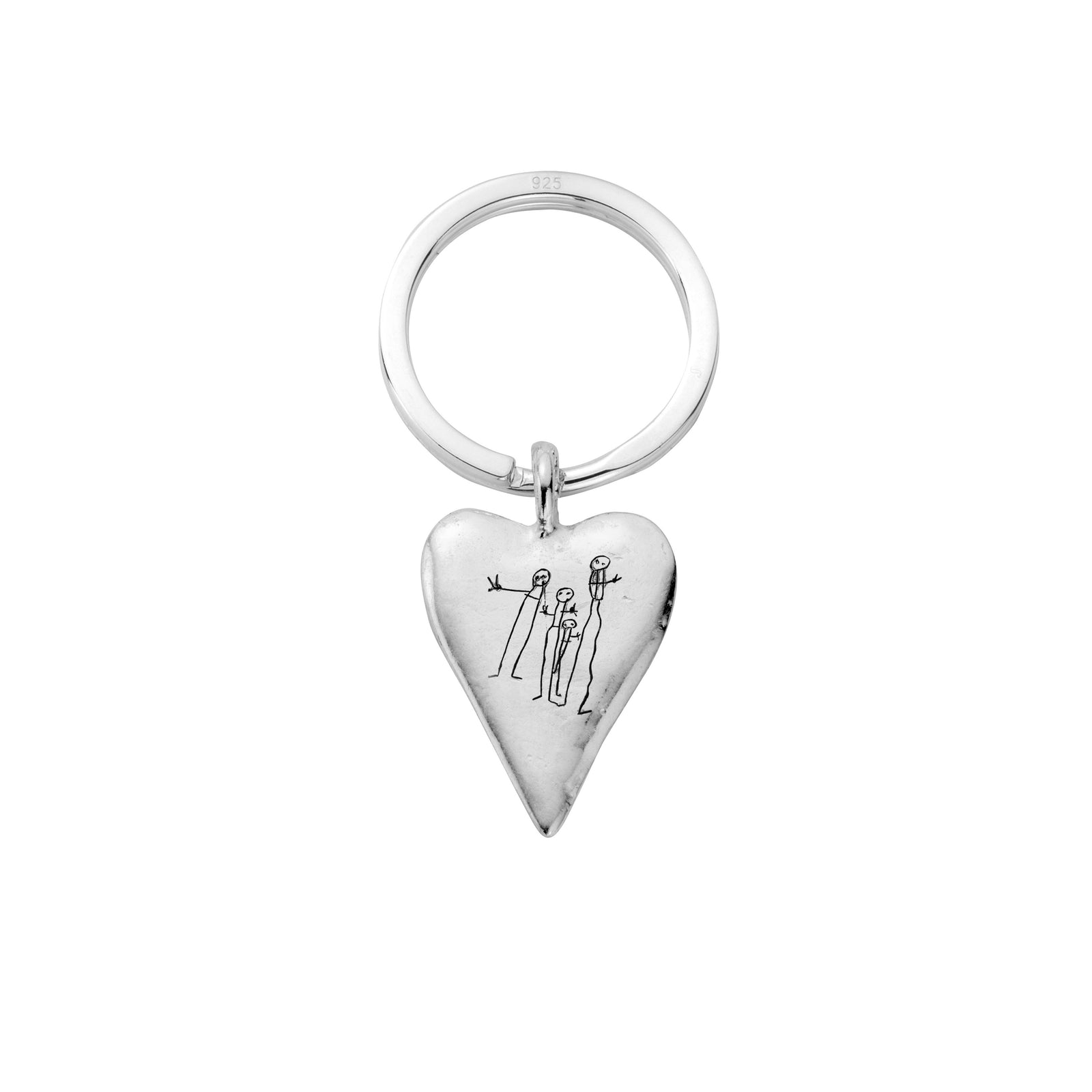 Silver Maxi Heart Classic Keyring with Handwriting