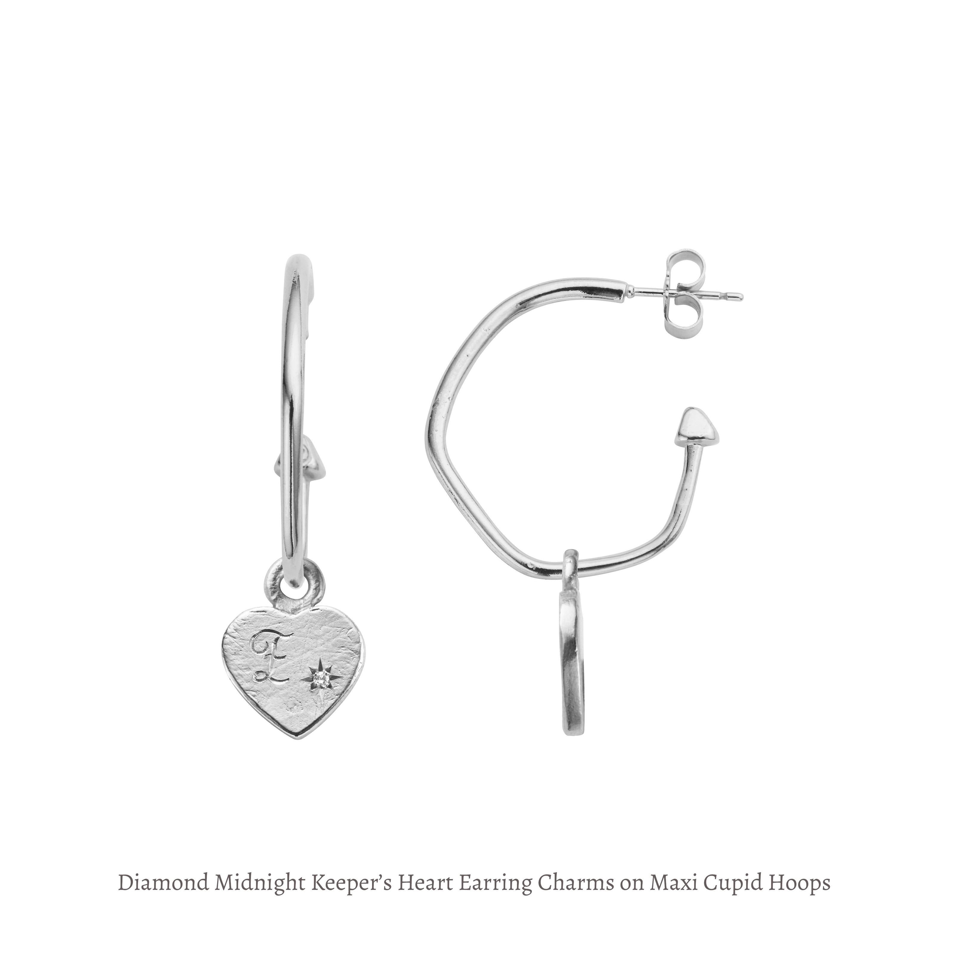 Silver Diamond Midnight Keeper's Heart Earring Charms