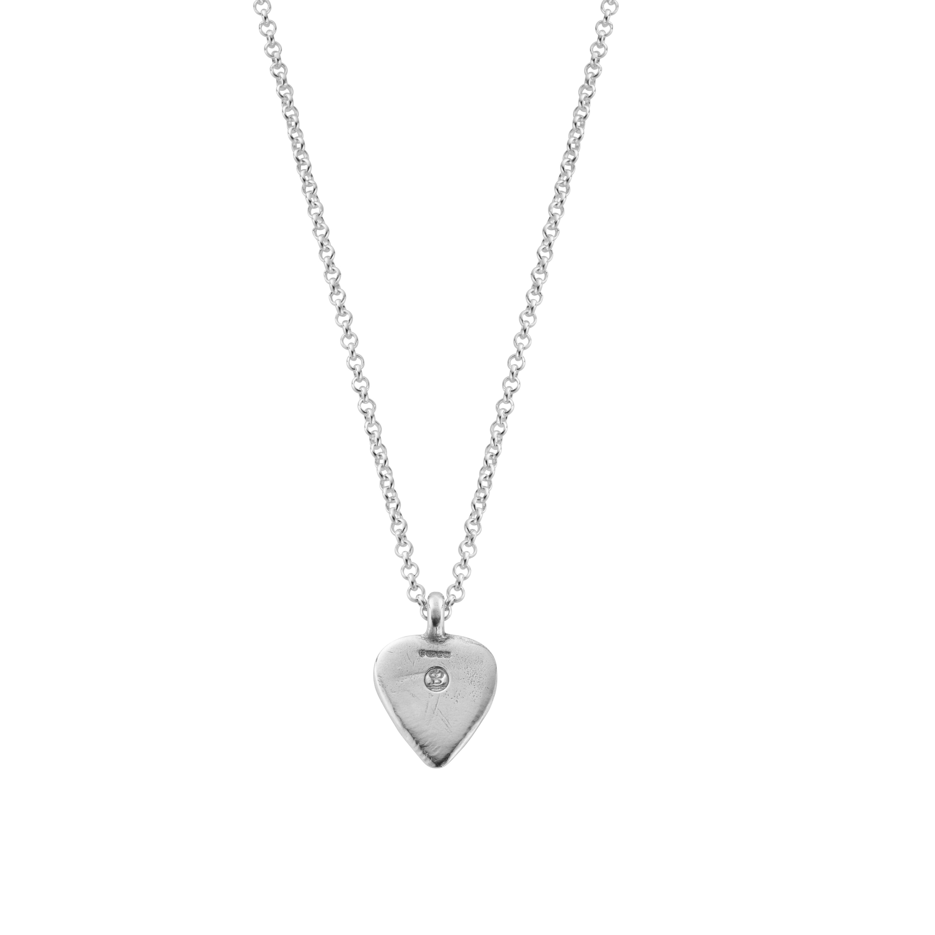 Silver Medium Happy Heart Necklace with Handwriting