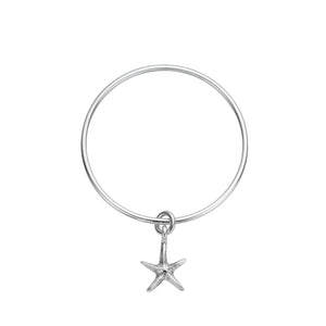 Silver Medium Starfish Bangle