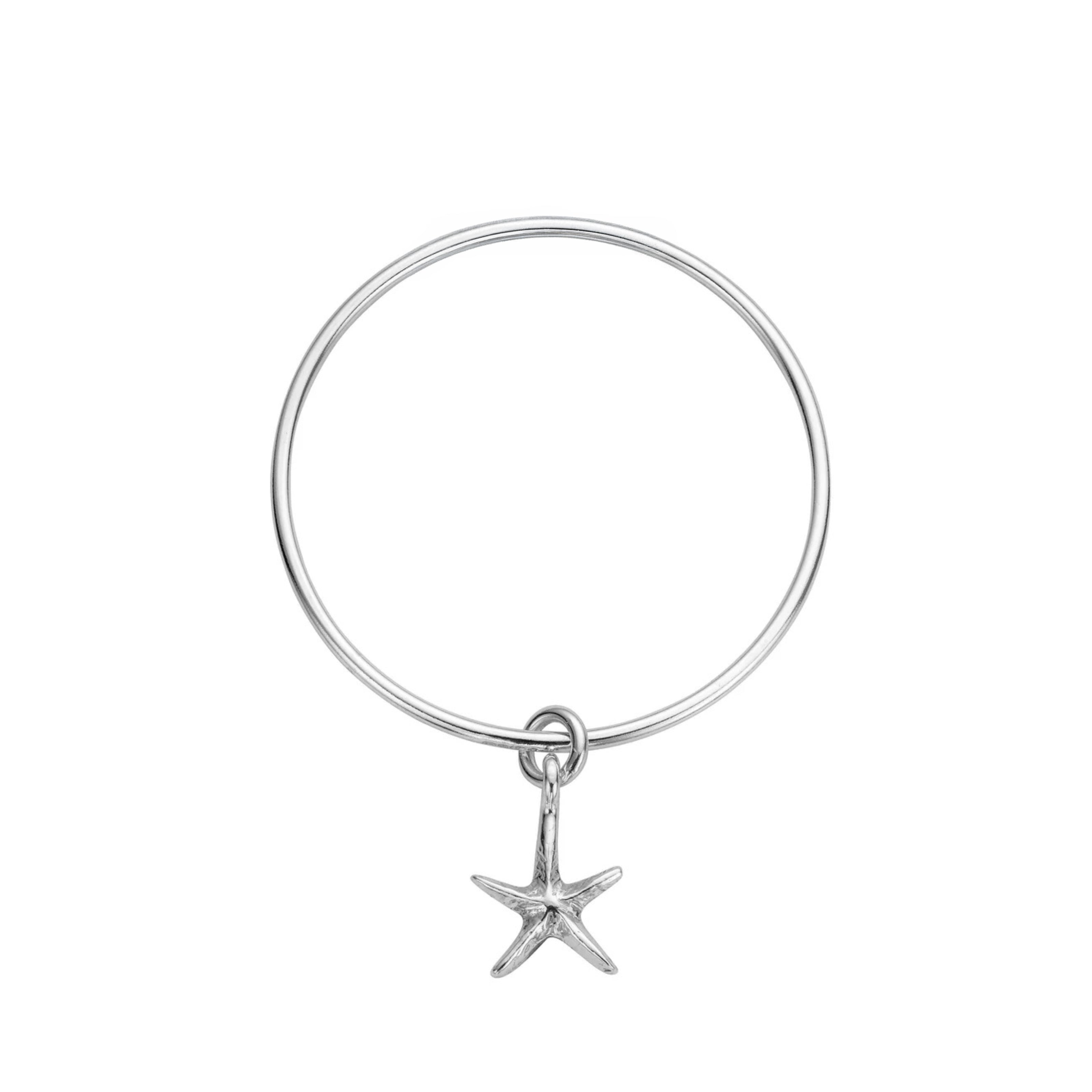 Silver Medium Starfish Bangle