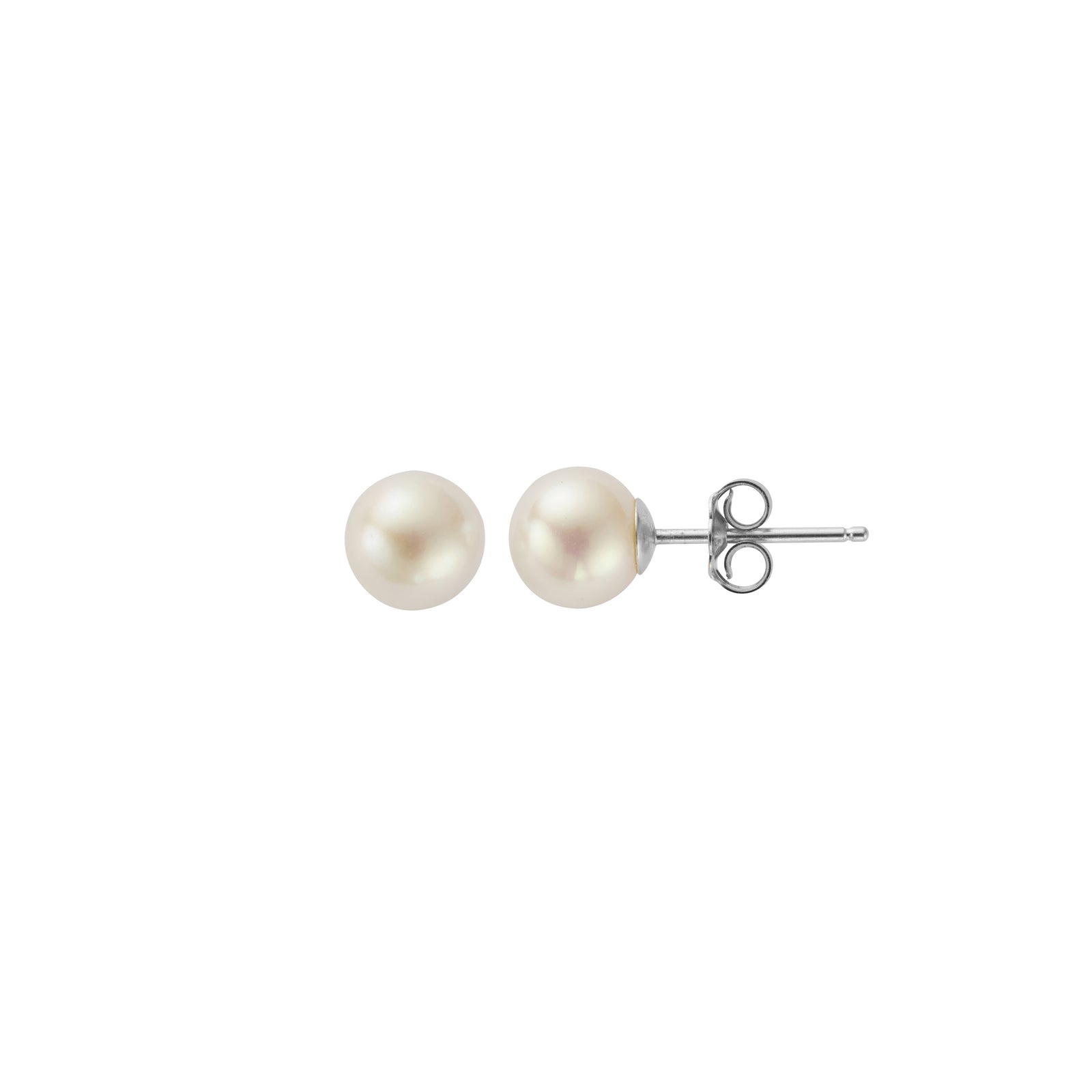 Silver Midi Pearl Stud Earrings