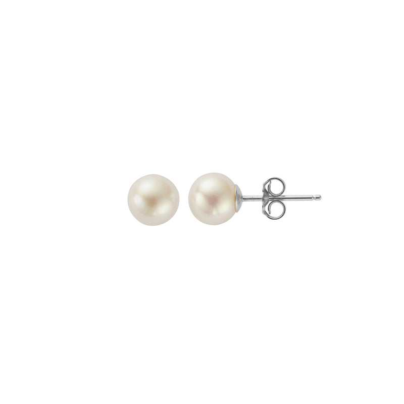 Silver Midi Pearl Stud Earrings