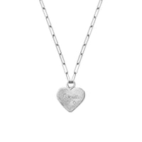 Silver Diamond Midnight Keeper's Heart Trace Chain Necklace