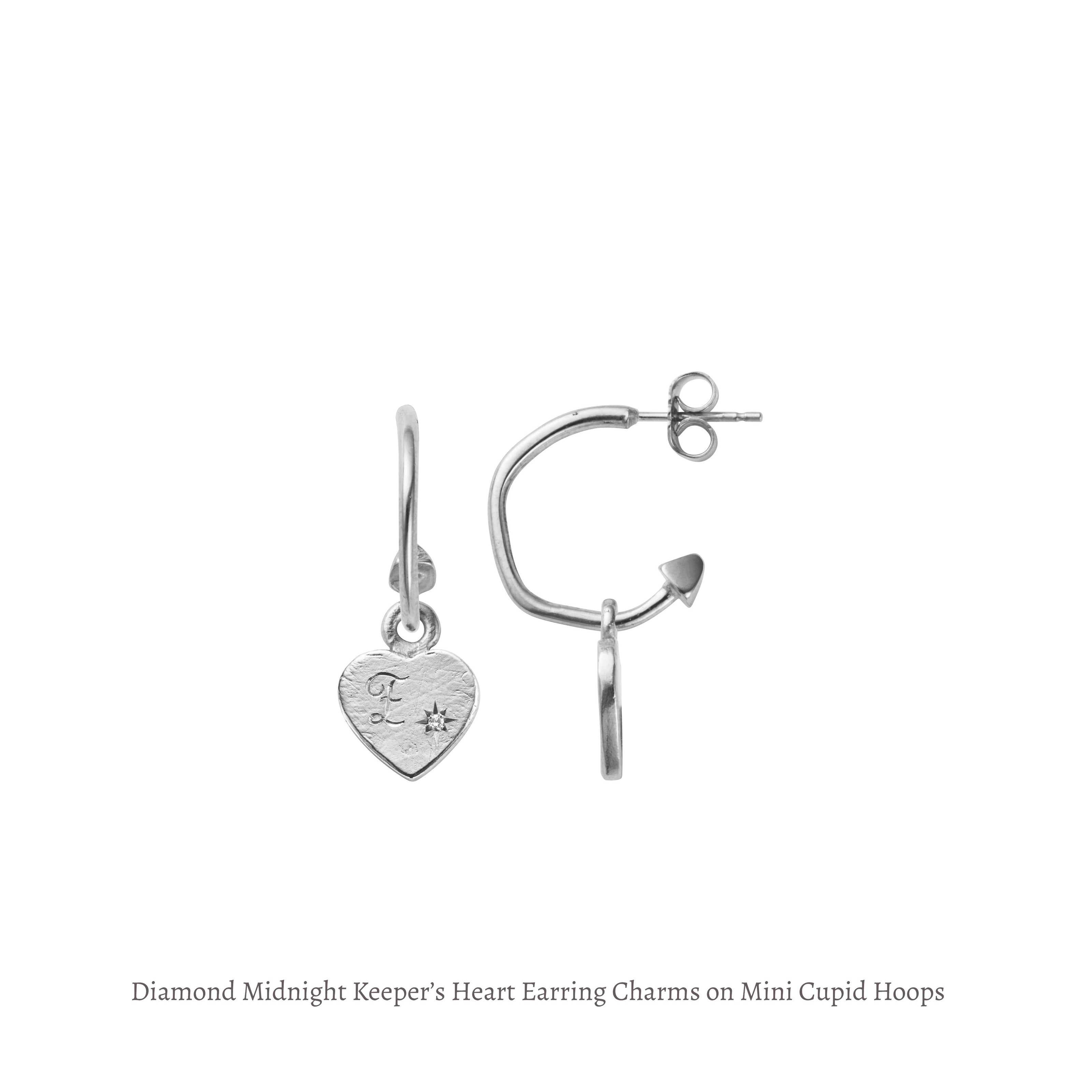 Silver Diamond Midnight Keeper's Heart Earring Charms