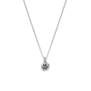 Silver Mini Disc Necklace with Paw Print