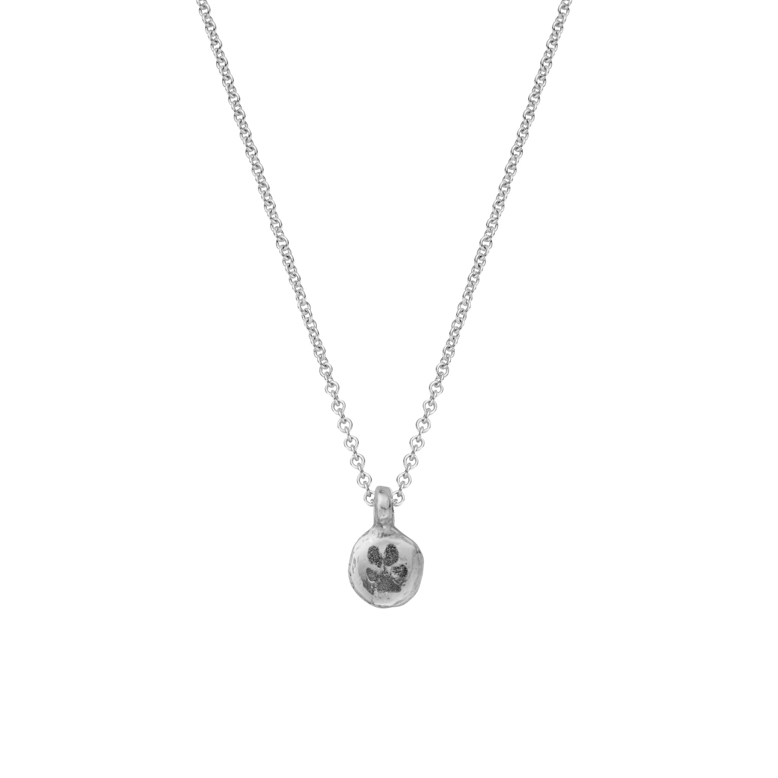 Silver Mini Disc Necklace with Paw Print