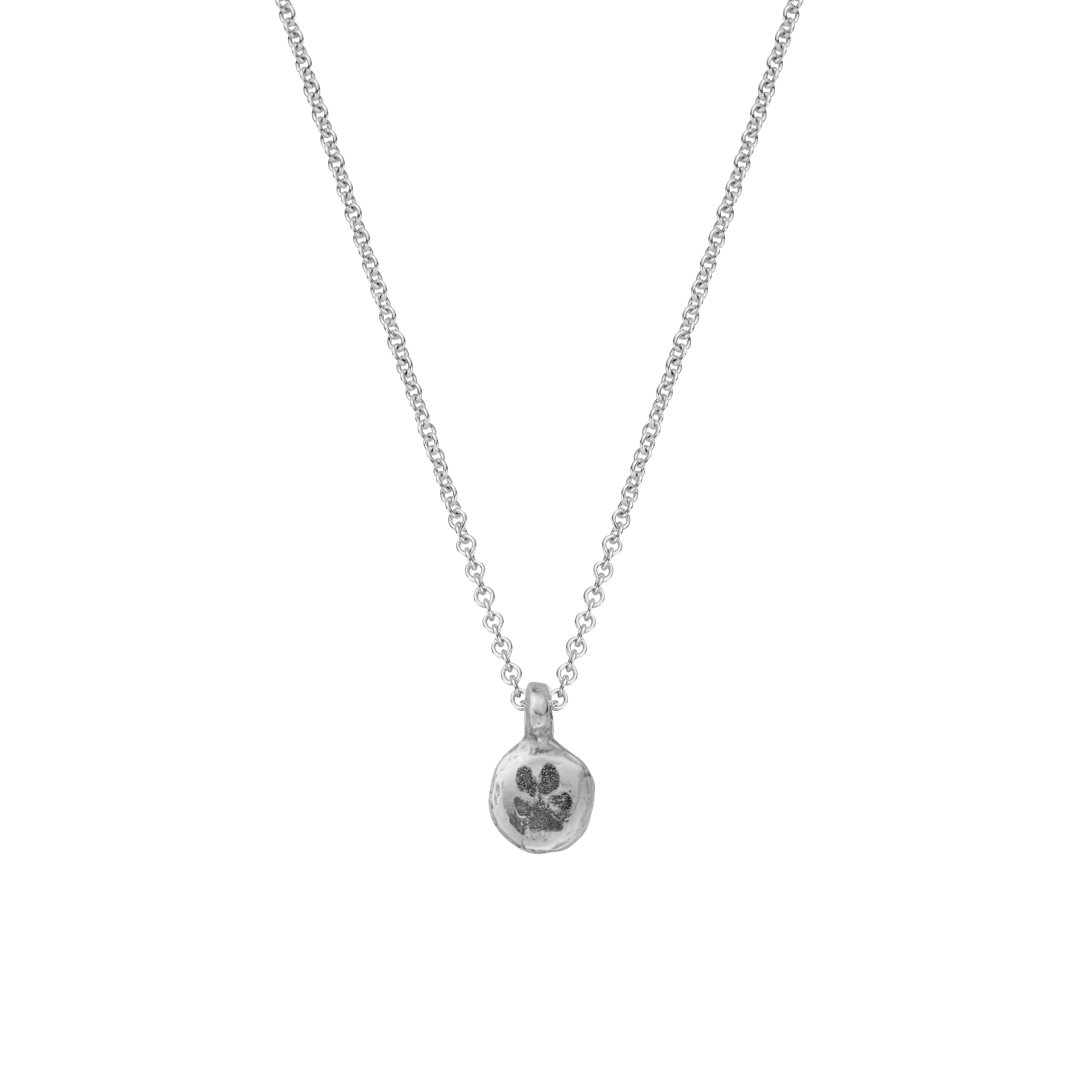 Silver Mini Disc Necklace with Paw Print